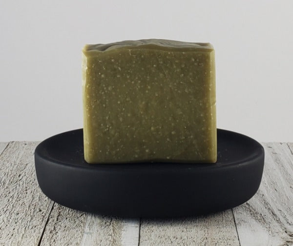 Army green colored handmade soap