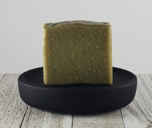 Army green colored handmade soap