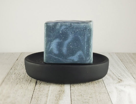 Navy colored handmade soap