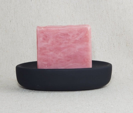 berry colored handmade soap