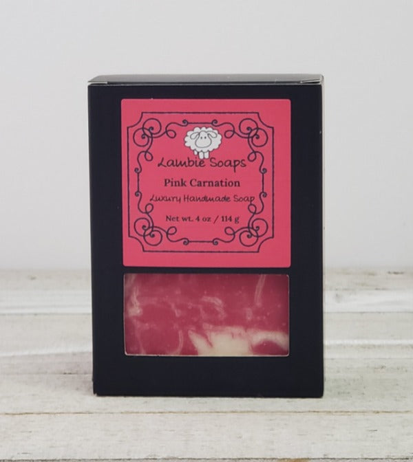 pink carnation handmade soap box
